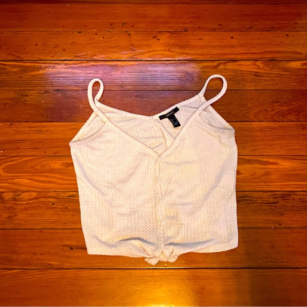 Cream Front Tie Cropped Top SMALL